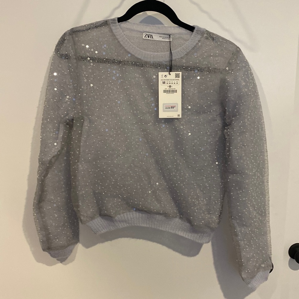 Zara knit sweater ice grey